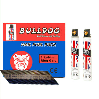 3.1 x 64mm Ring Electro Galvanised Pack of 2200 Nails & 2 Gas Cells